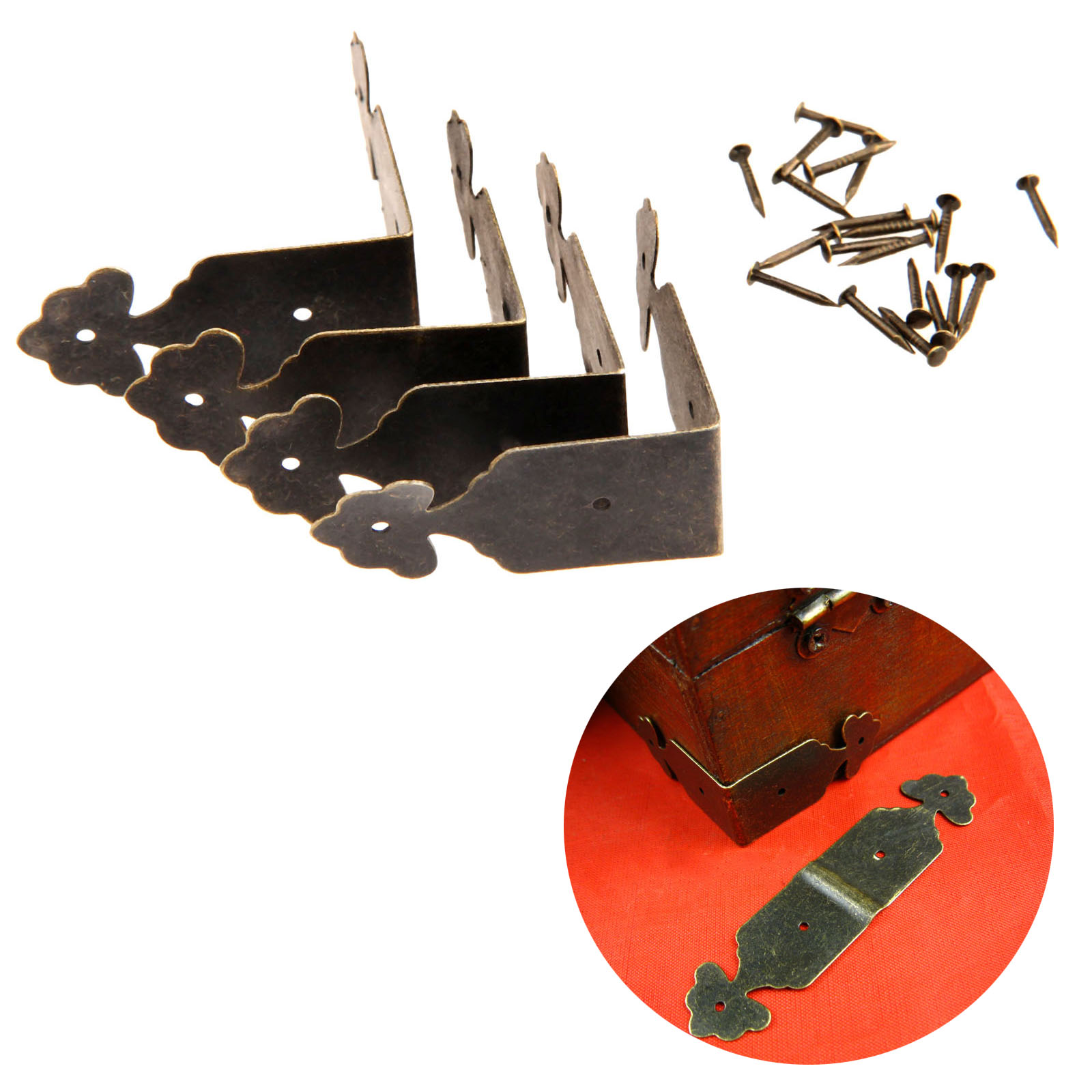 Furniture Hardware Antique - Protetores decorativos de canto de ferro