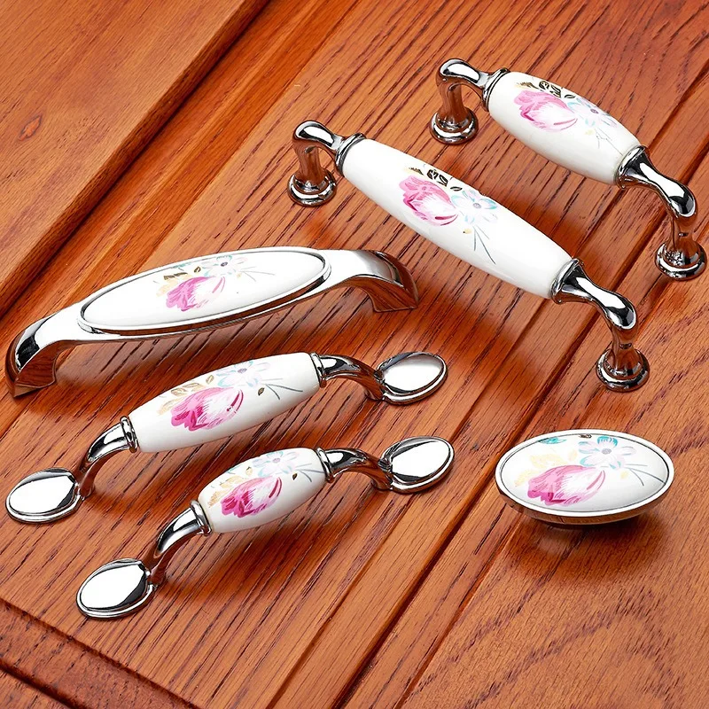 Vintage Furniture Hardware Pulls - Puxador de porta de cerâmica tulipa,