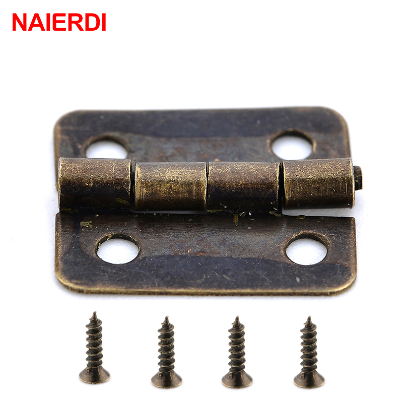 Furniture Hardware Antique - Naierdi mini dobradiças de bronze dourado,